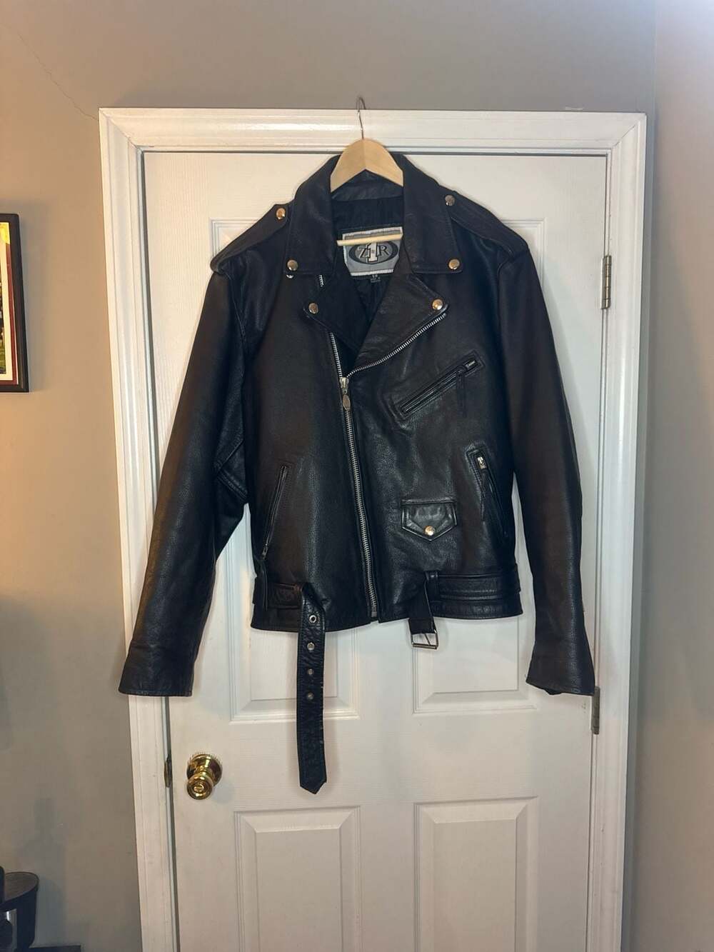 Z1R Classic Leather Motorcycle Biker Jacket Size 58